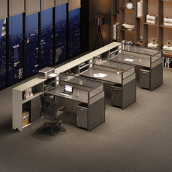 Screen Partition Financial Office Desk Staff Office Desk and Chair Set for 6 People, Office Partition for Four People, Staff Desk and Chair Set