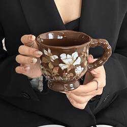 Retro Small Floral Mug, High-End Water Cup, Afternoon Tea Coffee Cup, Gift Box, Gift Ceramic Cup