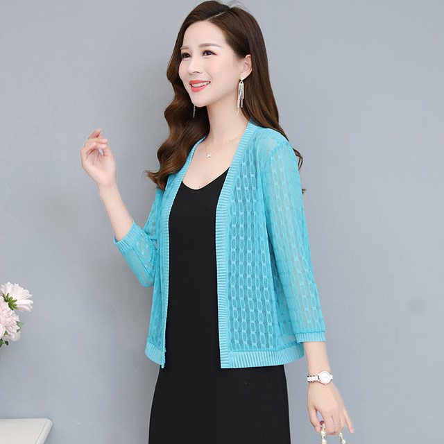 New summer thin coat short style with lace cardigan plus size women's ...