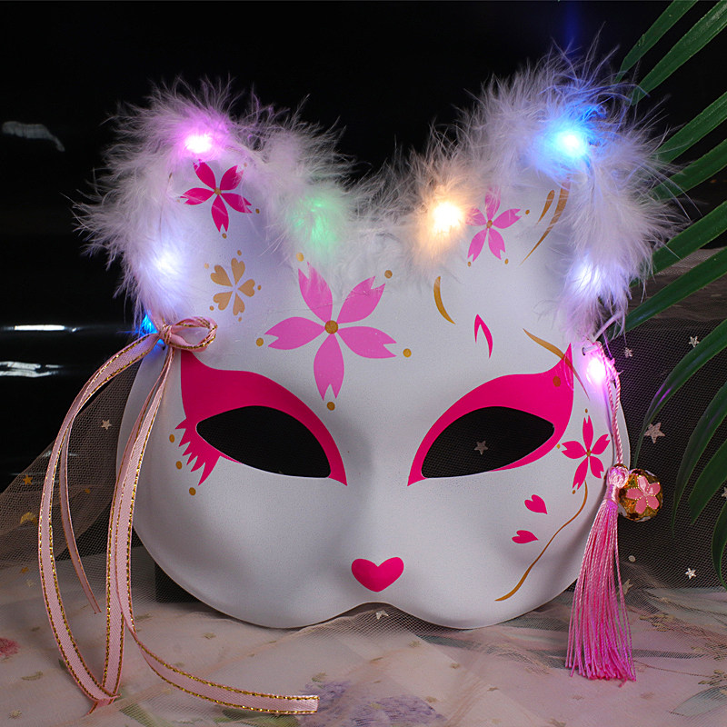 SOUTHSKY Maschera a LED, colore nero, horror, 2 colori, luce al neon luminosa, materiale PVC, per Halloween, festival, carnevale, rave, costume cosplay (blu + rosso