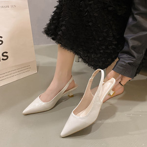 
Baotou sandals for women in summer versatile French girl fashion light mouth single shoes low heel pointed toe slim heel high heel trendy