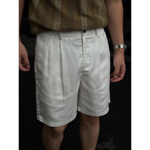 
Old money style linen shorts men's summer new simple commuting straight-leg five-point pants white breathable cool casual pants