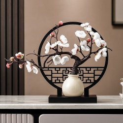 Desktop New Chinese-Style Vase Decoration Zen Living Room Wintersweet Entrance Decoration Light Luxury High-End Wine Cabinet Decoration