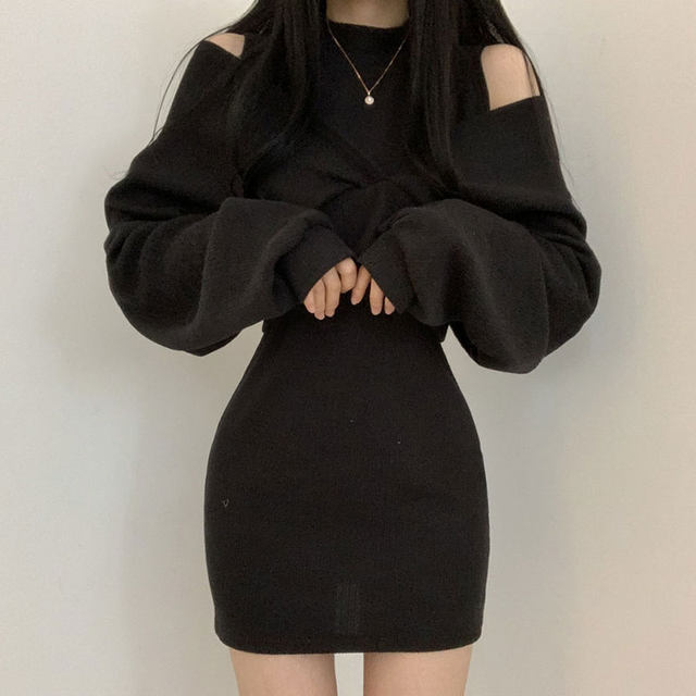 South Korea Chic temperament sexy stand -up sleeveless slim hip dress ...