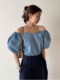 French mature style off-shoulder two-wear shirt for women in summer new style, age-reducing one-length puff sleeve versatile top