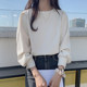 Korean chic autumn simple versatile round neck loose casual solid color thin long-sleeved sun protection shirt tops for women