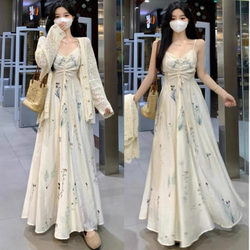 Plus-Size French-Style High-End Dress for Women, Spring Vintage Embroidered Camisole Dress, Flattering Dress for Curvy Women That Hides the Belly and Looks Slimming