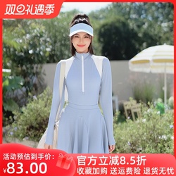 Long-sleeved Swimsuit For Women, One-piece, Slimming And Belly-covering Two-piece Set, Sports Conservative Girl 2023 New Hot Spring Swimsuit