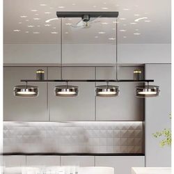 Restaurant Chandelier Fan Integrated Lighting Fixture, Simple and Modern 2025 New Creative Design Island Counter Internet-Famous Bar Counter Lamp