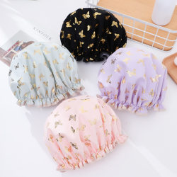 Double-Layer Shower Cap for Women, Waterproof for Bathing, Household Use, Anti-Oil Smoke Head Cover, Girls' Hair Mask Special Shower Cap, 2025 New Model