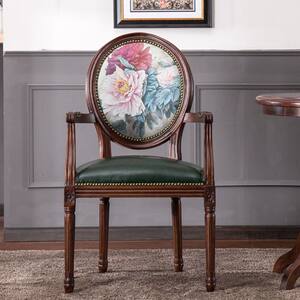 
American retro solid wood dining chair, distressed leather leisure armrest, mahjong chair, coffee hotel restaurant chair, makeup chair