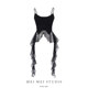 Design irregular suspender top for women with inner wear summer hottie tassels flowing black vest outside