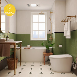 Momomo's Nanyang Retro-Style Bathroom Tiles, Green Bathroom Wall Tiles, Toilet Floor Tiles, Patterned Tiles, Embossed Tiles