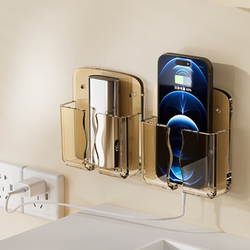 Mobile Phone Holder, No-Drill Bedside Storage Rack, Wall-Mounted Phone Charging Storage Box, Bathroom Wall-Mounted Phone Box