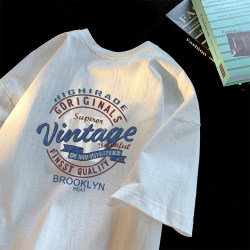 Original Genuine Product from the Store, Clearance Stock ~ American Style Trendy Brand Letter Heavyweight Pure Cotton Short-Sleeve T-Shirt, Unisex Loose Top