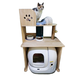 Cat Litter Box Shelf, Solid Wood Cat Climbing Frame, Cat Bed Nightstand, Integrated Cat Villa, Cat Viewing Platform