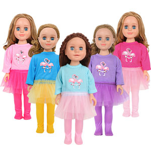 
Flamingo gauze skirt suit leggings clothes suitable for 46cm American girl AG 18 inch OG doll