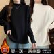 Single/two pieces Large size women's fat mm half turtle neck long sleeve T-shirt for women's autumn and winter new loose velvet base shirt for women