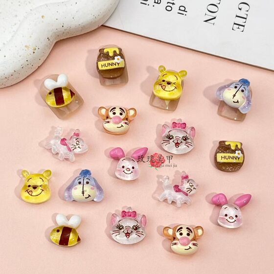 
Cartoon Mary Cat Doll Nail Art Accessories Ice Pooh Tigger Nail Patches Wearable Nail Diamond Accessories