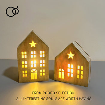 Glowing small house wooden house model ornaments
