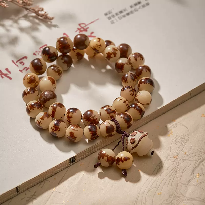 天然風化菩提根36子白玉菩提子文玩手持念珠流蘇密度高