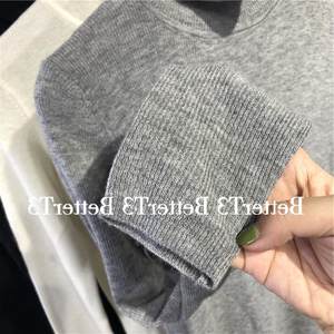 2024 autumn and winter new versatile wool knitting bottom shirt female black slim thin slim slim down japer sweater top
