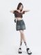 Anti-exposure high-waist denim skirt for women in summer thin Hong Kong-style hot girl slim straight A-line hip short skirt