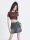 Anti-exposure high-waist denim skirt for women in summer thin Hong Kong-style hot girl slim straight A-line hip short skirt