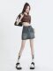 Anti-exposure high-waist denim skirt for women in summer thin Hong Kong-style hot girl slim straight A-line hip short skirt