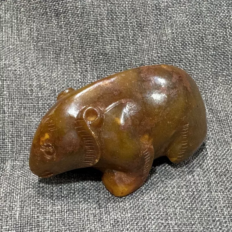 复古明清岫玉装饰玉雕汉代玉器把玩高古玉古董玉佩猴子玉石收藏品