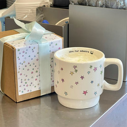 LAOSHU ~ Original Colorful Star Ceramic Mug Breakfast Cup Coffee Milk Cup Gift Box for Girls