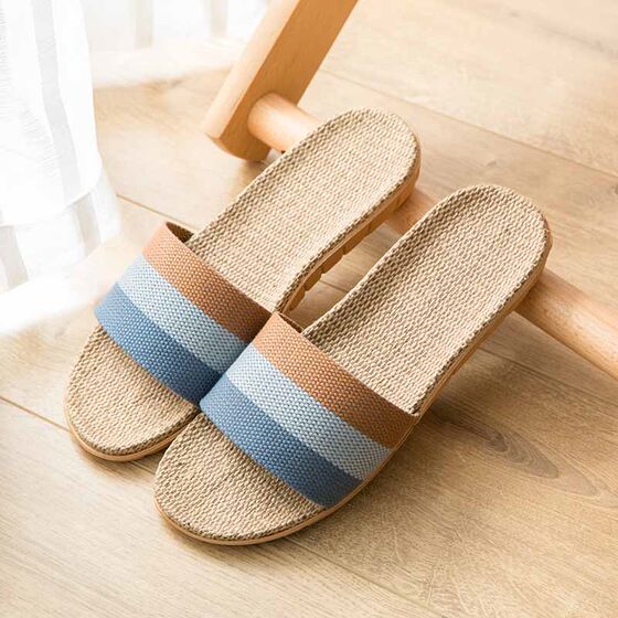 Men and women couples home linen summer sandals indoor wooden floor soft sole non-slip home summer fabric shoe