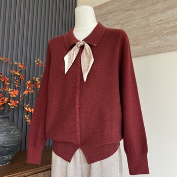 New mother's clothing autumn knitted sweater top scarf collar