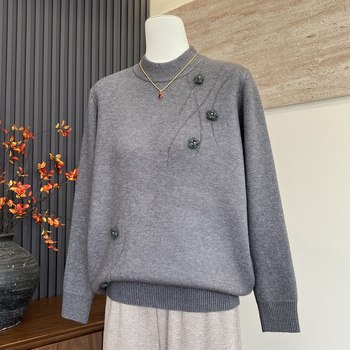 
New thickened half turtleneck tops for mothers in autumn and winter