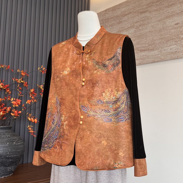 New Chinese style new autumn mother suit long-sleeved inner top Chinese style vest real two-piece spring suit for middle-aged and elderly women