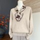 Fashionable and Western-style mother's clothing autumn and winter sweaters scarf collar tops middle-aged and elderly women's all-in-one velvet warm sweater
