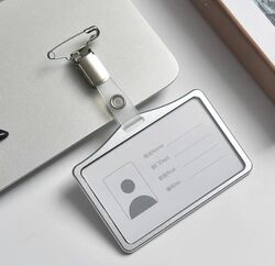 Small Horizontal Aluminum Alloy Card Holder Nurse Doctor Work Badge Name Tag Id Tag Metal Business Clip
