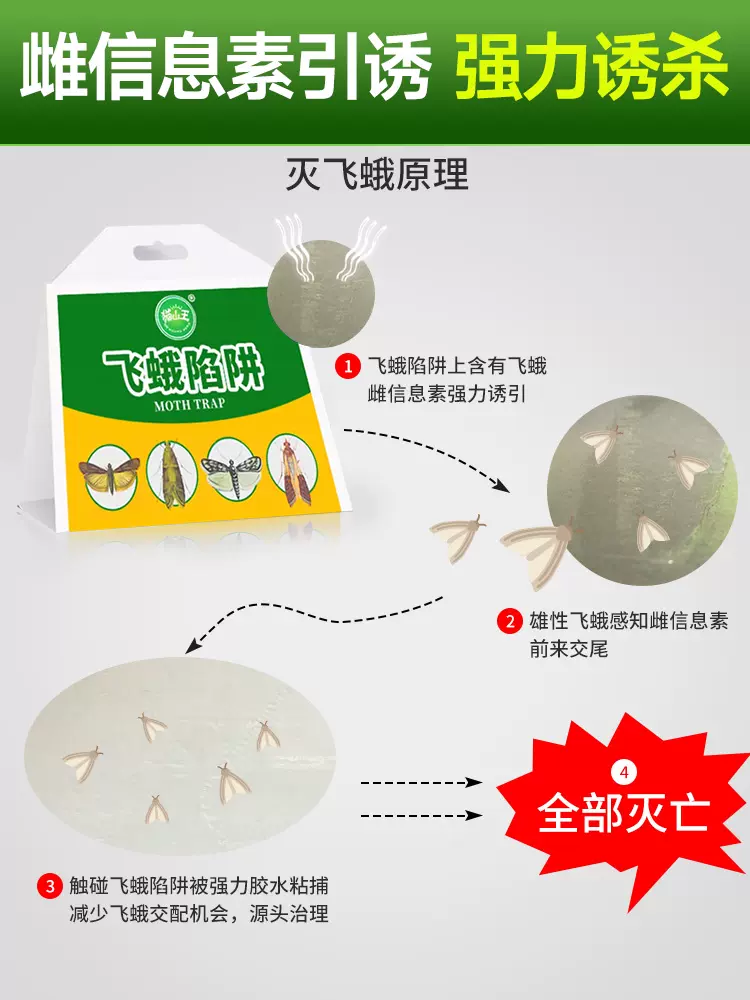 飞蛾陷阱诱捕器米蛾子印度谷螟杀虫剂强力粘板小飞虫灭杀神器889