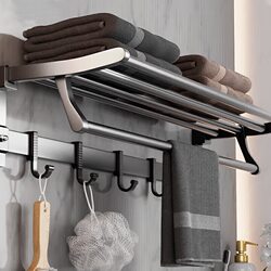Towel rack without punching space aluminum bathroom wall-mounted bathroom rack to store toilet and bathroom accessories