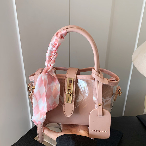 
Transparent bag women's 2025 new trendy fashionable high-end casual one-shoulder cross-body bag hand-held jelly bag