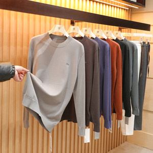 
2025 new autumn and winter men's layered long-sleeved sweater wool blend round neck bottoming sweater 1759