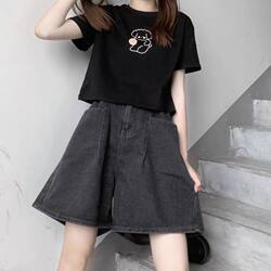 Plus Size Denim Shorts for Women, Summer 2026 New Style, Loose A-Line Knee-Length Shorts, High-Waisted Mid-Length Straight Hot Pants