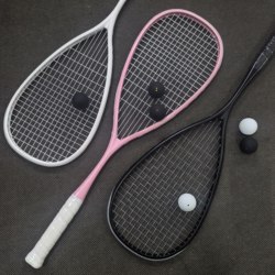 Full Carbon Unpainted Squash Racket for Beginners, Entry-Level and Advanced Professional Squash Racket (Simple and Niche) Squash Ball