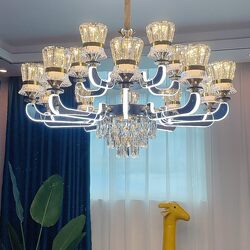 Chandelier, Living Room Lamp, Modern, Simple, Elegant, High-End, Light Luxury, Crystal Lighting, Dining Room Lamp, Lamp Arm, Luminous Bedroom Lighting Fixtures