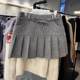 South Korea's Dongdaemun 2024 Autumn and Winter new retro high waist strap shows thin pleated folds skirt women's short skirt
