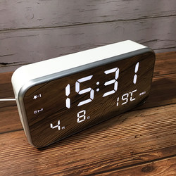 Simple Household Living Room Clock, Electronic Digital Stylish Desk Clock, Music Alarm Clock, Silent Led Night Light Perpetual Calendar