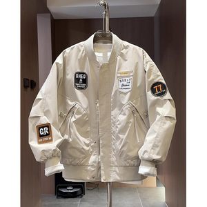 
2025 Autumn American high-end workwear jacket men's trendy and versatile couple embroidered label baseball jacket