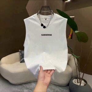 
New summer simple letter printed sleeveless vest for men American style pure cotton sports fitness vest T-shirt