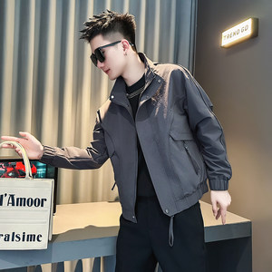 
Autumn new trendy brand handsome structure spliced stand collar jacket men's trendy slim versatile casual workwear jacket