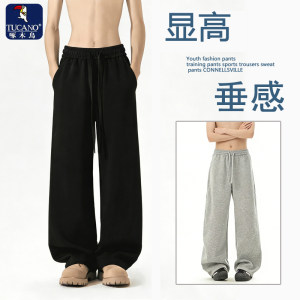 
Woodpecker American high street scimitar pants men's spring and autumn trendy brand loose and versatile straight heavy casual sports pants